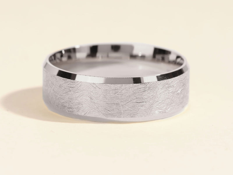 Textured silver band ring from jewelry collection