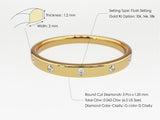 Gold flush setting diamond band ring, 10k, 14k, 18k options