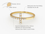 Diamond cross ring, micro pave setting, 14k gold, 0.12 cttw diamonds