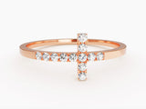 Diamond cross ring in rose gold, fine jewelry for women