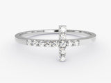 Diamond cross ring, fine jewelry, elegant design, white gold