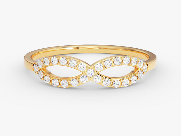 Gold infinity ring with diamonds, fine jewelry