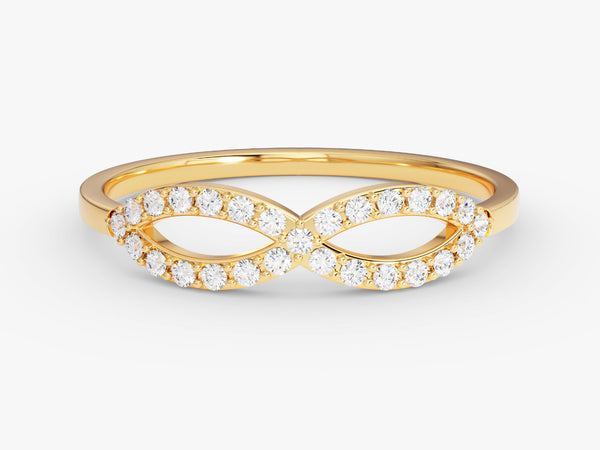 Gold infinity ring with diamonds, fine jewelry for her