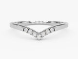Diamond V-shaped ring, white gold, fine jewelry