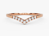 Rose gold chevron ring with diamonds