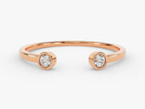 Rose gold open ring with two diamonds, fine jewelry