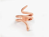 Rose gold snake ring with diamond eyes, luxury jewelry
