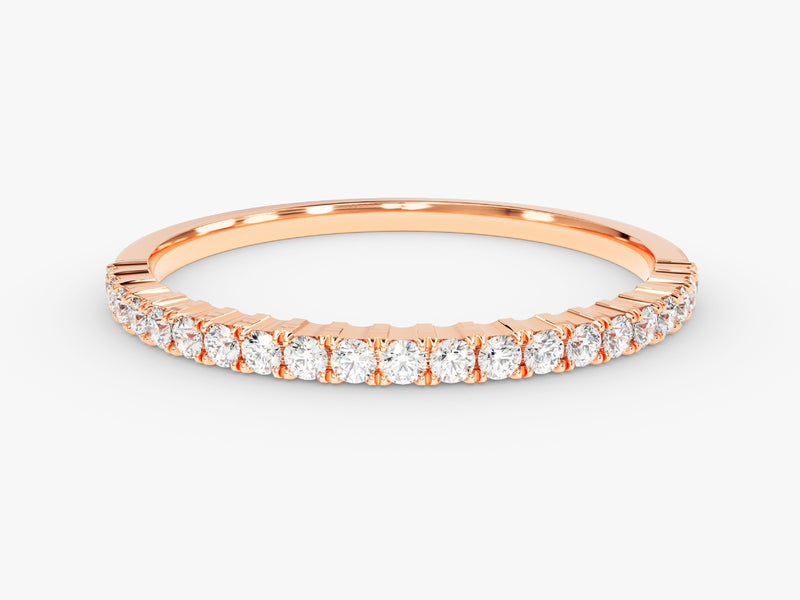 Rose gold diamond band ring, fine jewelry, sparkling diamonds