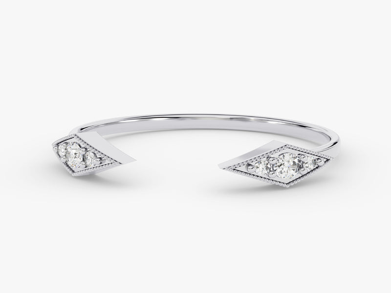 Diamond bypass ring, fine jewelry, elegant design, white gold