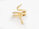 Gold snake ring with diamond eyes, luxury jewelry