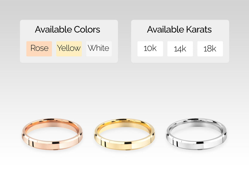 Jewelry rings available in rose, yellow, white gold, 10k, 14k, 18k