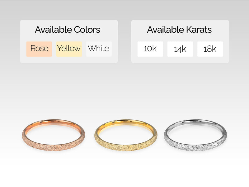 Jewelry rings available in rose, yellow, white gold, and multiple karats