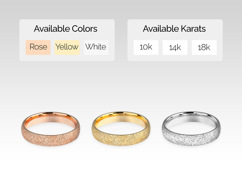 Jewelry rings available in rose, yellow, white gold, and multiple karats