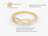 Gold infinity ring with diamonds, shared prong setting, 10k-18k gold