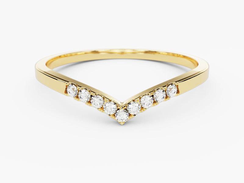 Gold chevron ring with diamonds, fine jewelry, elegant design