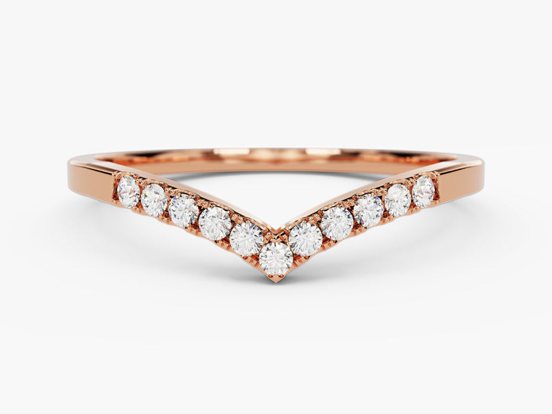 Rose gold diamond chevron ring for jewelry
