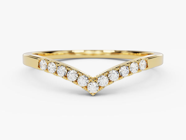 Gold V-shaped diamond ring for jewelry lovers