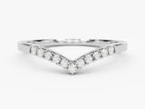 Diamond V-shaped ring, white gold, elegant jewelry for her