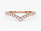 Rose gold V-shaped diamond band ring for jewelry