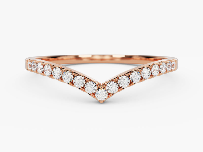 Rose gold diamond chevron ring, fine jewelry, elegant design