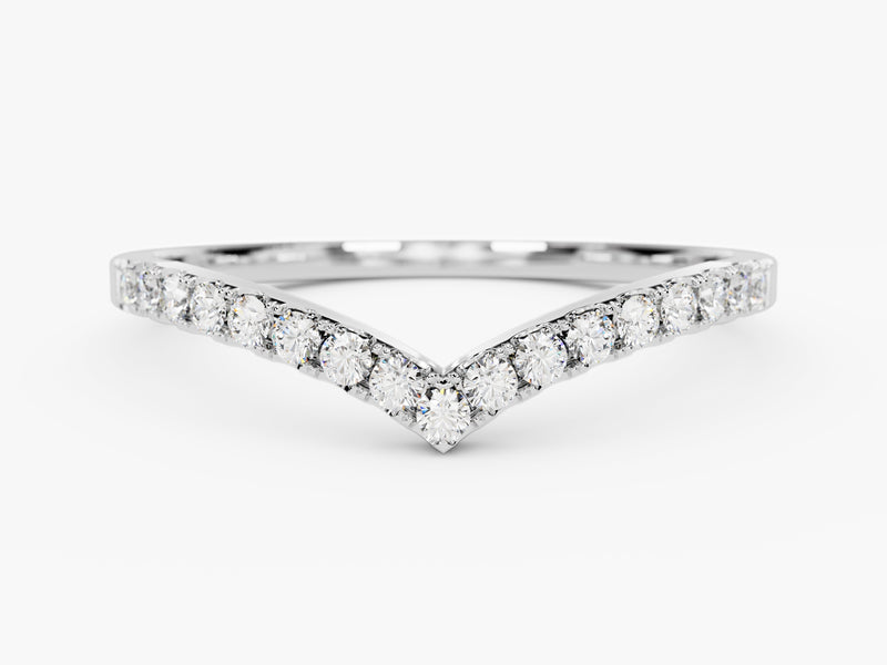 Diamond V-shaped wedding band, fine jewelry, elegant design