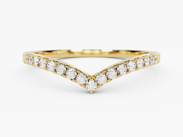 Gold V-shaped diamond ring jewelry