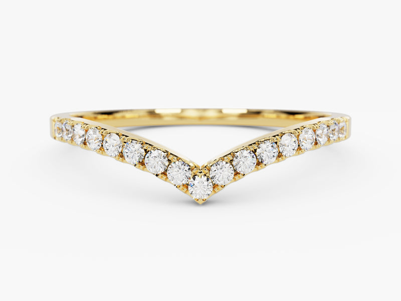 Gold V-shaped diamond ring jewelry