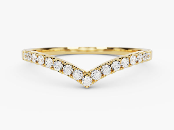 Gold V-shaped diamond ring for jewelry company