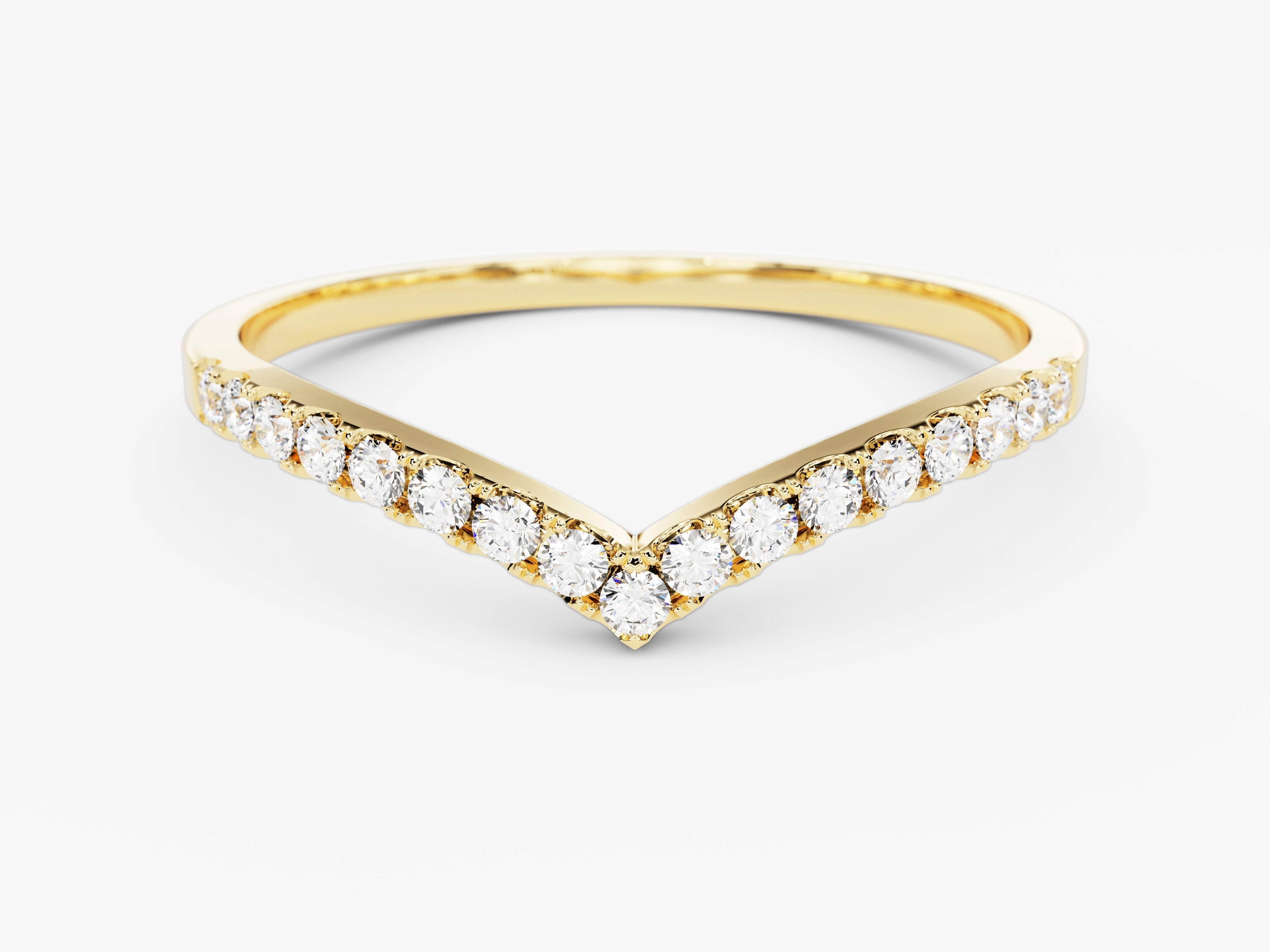 Gold V-shaped diamond ring, fine jewelry, elegant design