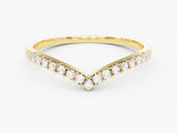 Gold V-shaped diamond wedding band ring for jewelry