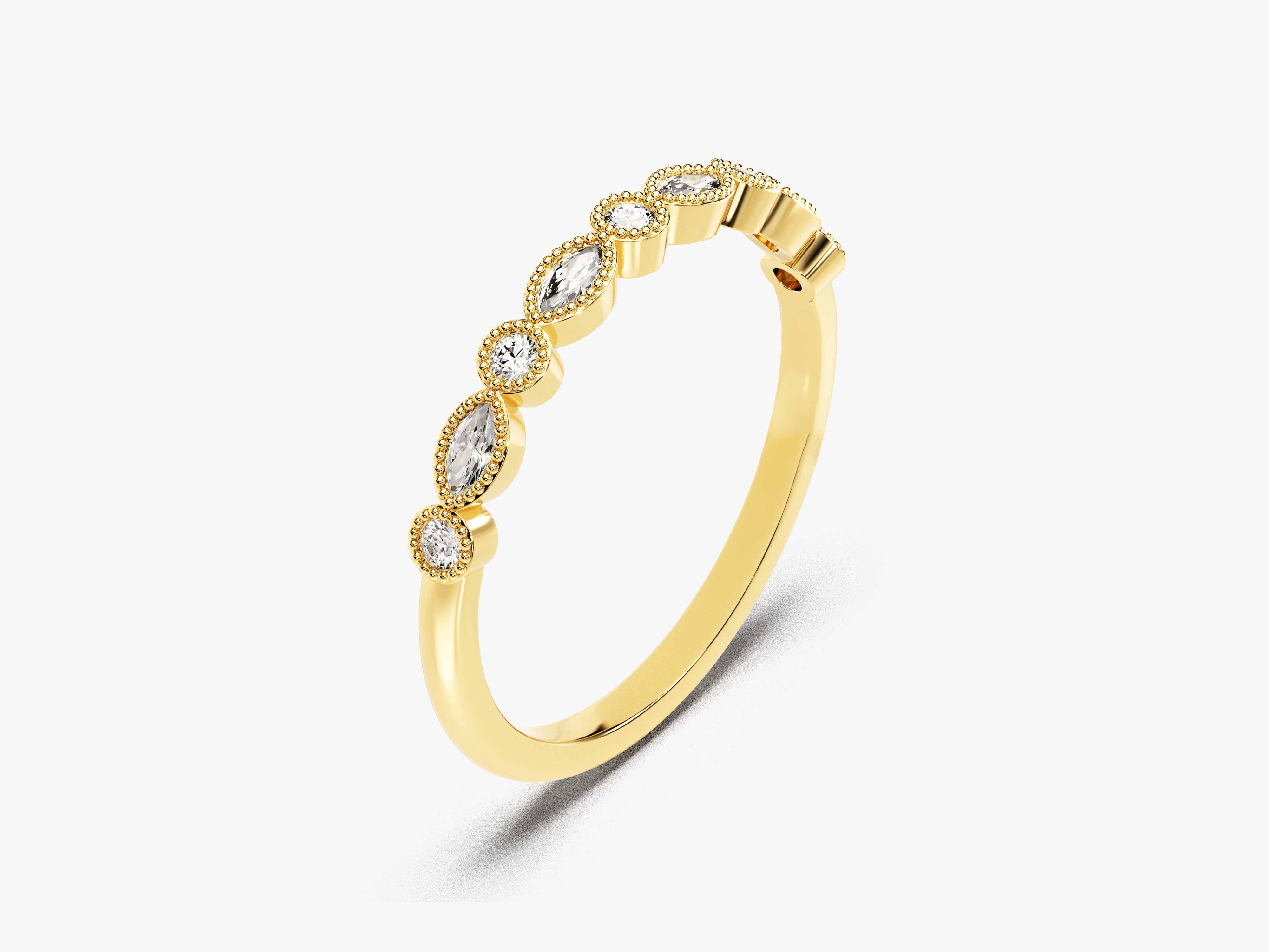 Gold ring with marquise and round diamonds, jewelry