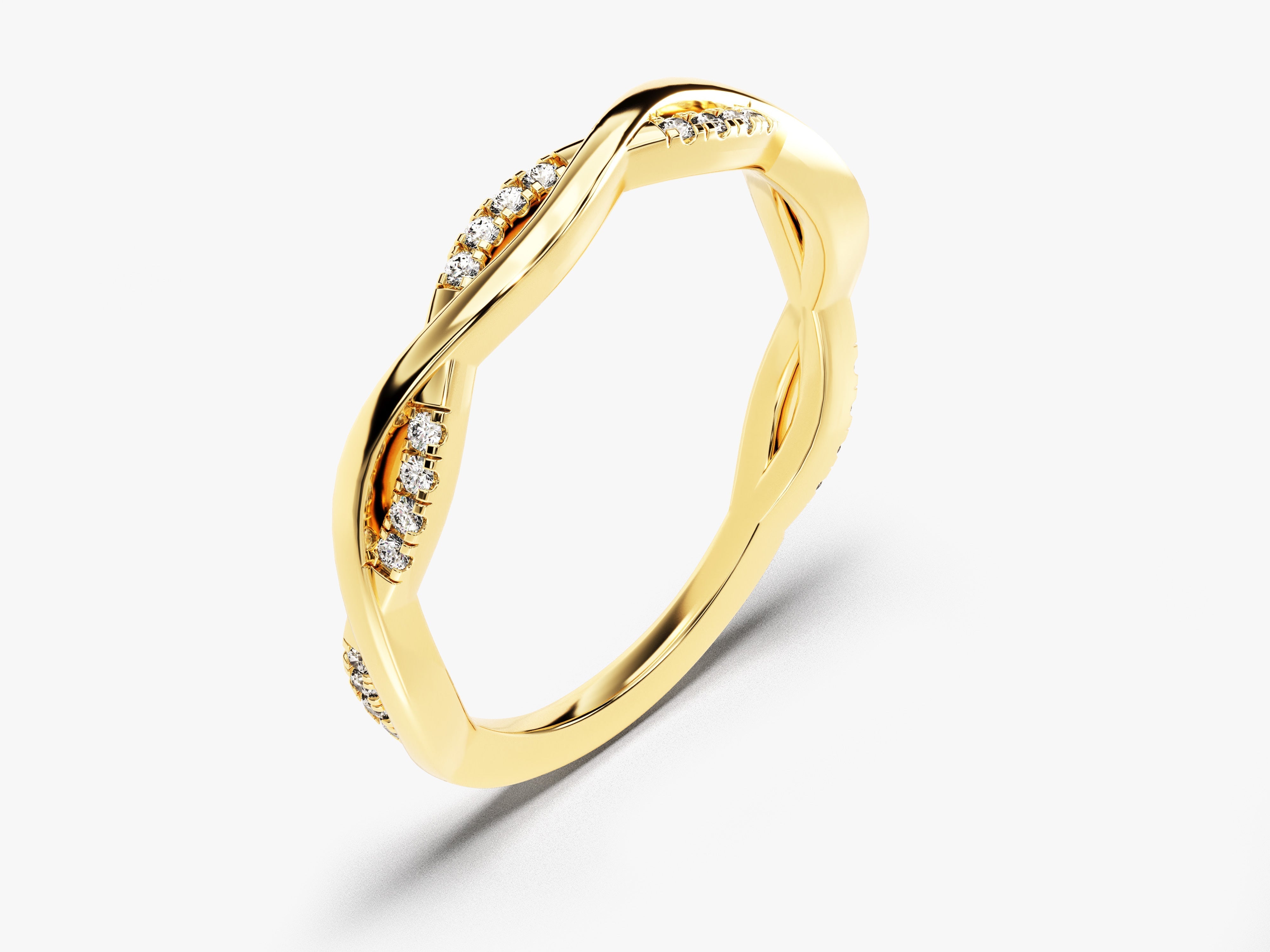 Gold diamond twisted band ring for jewelry company