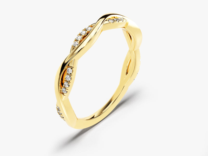 Gold diamond twisted band ring for jewelry company