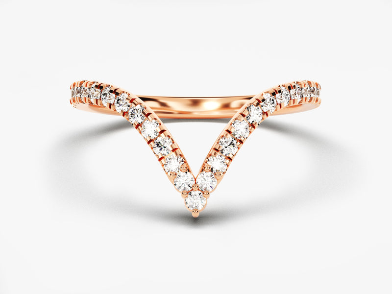 Rose gold diamond chevron ring for jewelry company