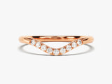 Rose gold diamond curved band ring for women