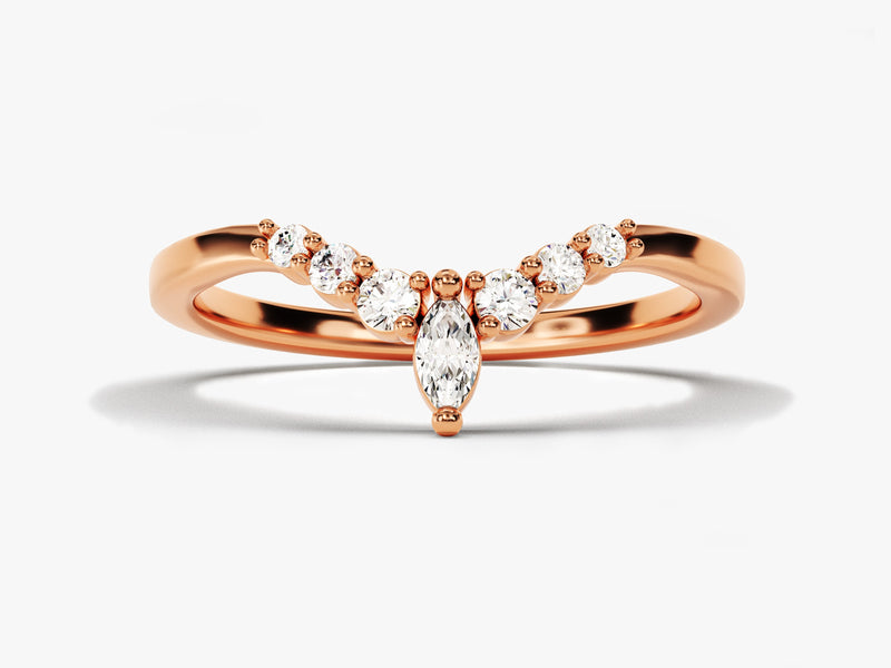 Rose gold marquise diamond contour ring for jewelry