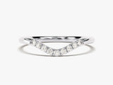 Diamond V-shaped wedding band, fine jewelry, white gold ring