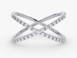 Diamond criss-cross ring, elegant jewelry for her