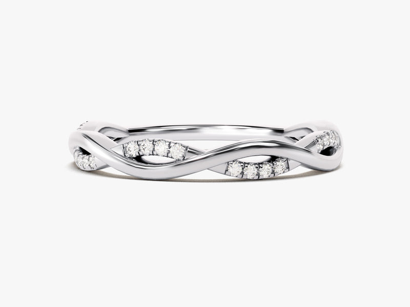 Diamond infinity ring, elegant white gold jewelry for women