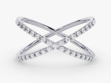 Diamond criss-cross ring, fine jewelry, elegant design, sparkling gemstones