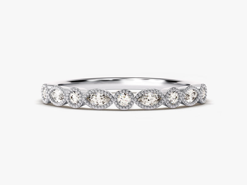 Diamond eternity band with oval and round stones