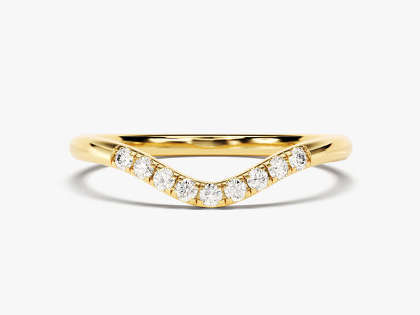 Gold curved diamond band ring jewelry
