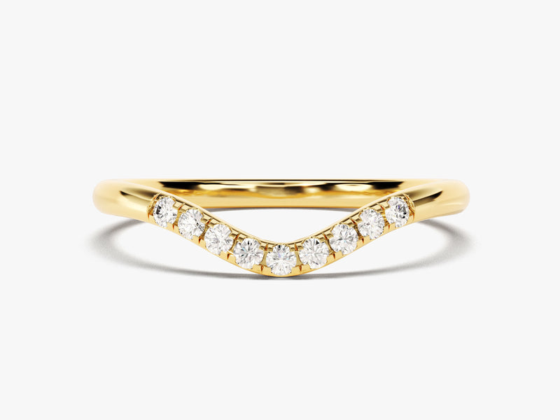 Gold curved diamond band ring jewelry