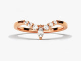 Rose gold marquise diamond curved wedding band jewelry