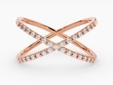Rose gold diamond criss-cross ring for jewelry company