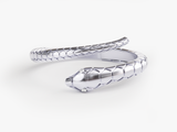 Diamond snake ring, silver, luxury jewelry, elegant design