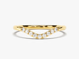 Gold curved diamond band ring for jewelry