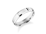 Polished silver band ring with beveled edges, jewelry for him or her