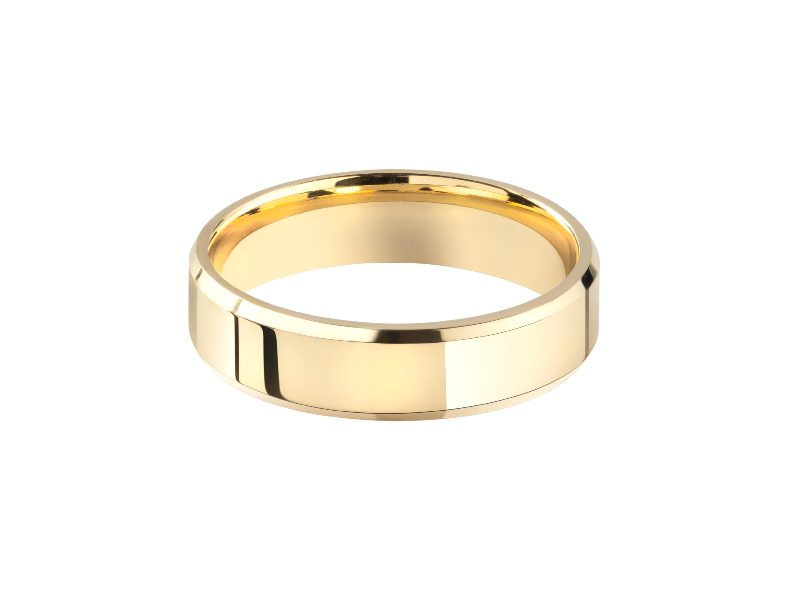 Gold wedding band, polished finish, modern jewelry design