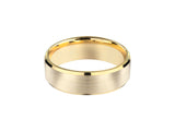 Brushed gold wedding band with polished gold edges